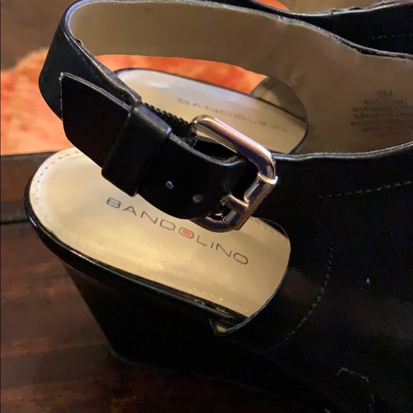 Black Wedge Open Toe Shoes - Picture 6 of 8